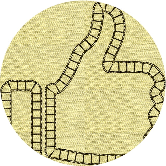 Ahgly Company Tapis Rond Lavable en Machine Intérieur Transitionnel Jaune Soleil, 7 Pieds Rond