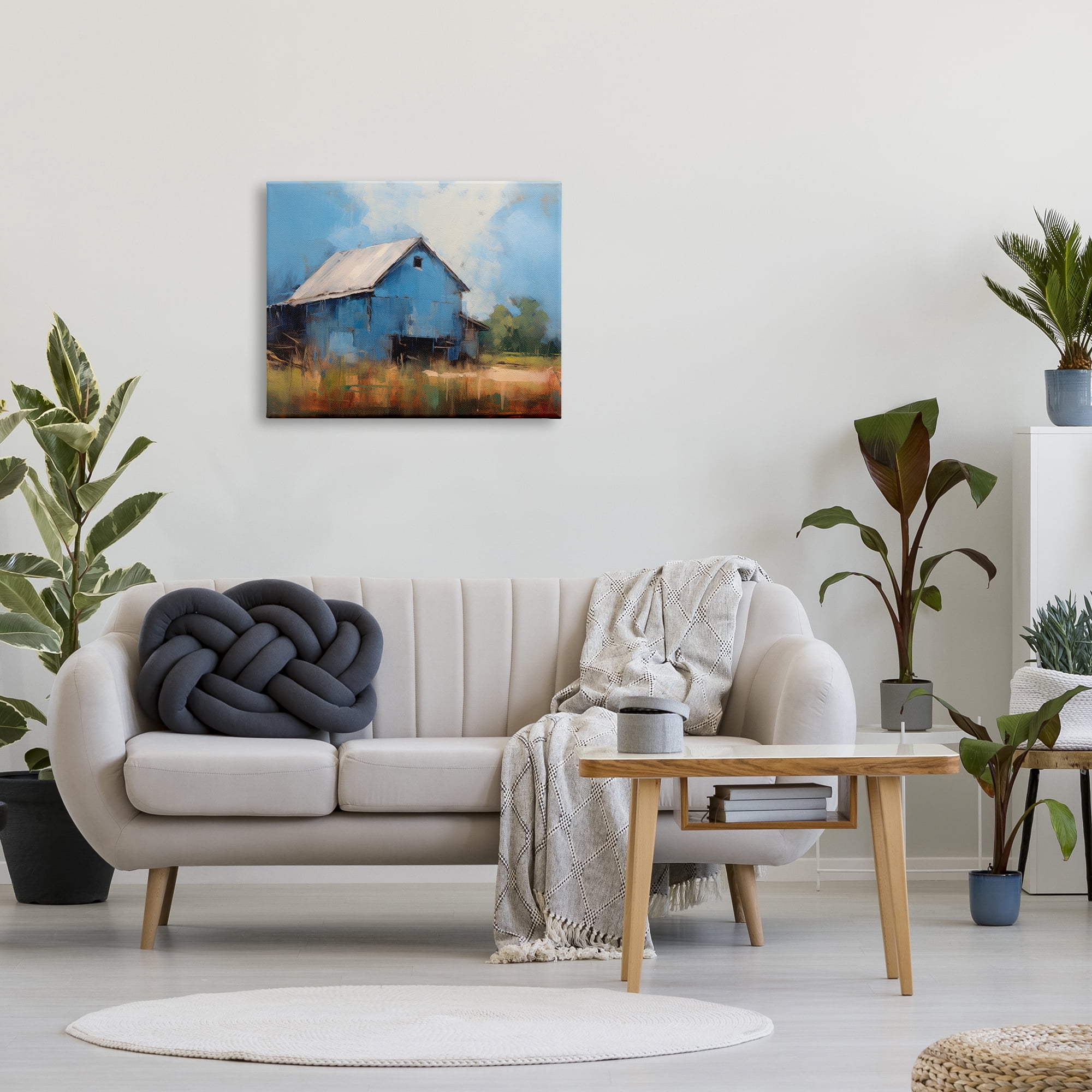 Stupell Industries Modern Barn Painting Travel & Places Painting Gallery Wrapped Canvas Art Print Wall Art, 30 x 24