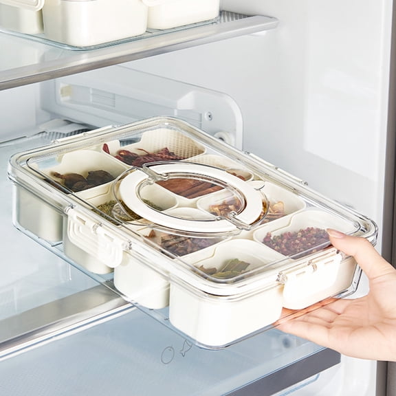 Divided Serving Tray with Lid and Handle - Snackle Box Charcuterie Container for Portable Snack Platters - Clear Organizer for Candy, Fruits, Nuts, Snacks - Perfect for Party, Entertaining