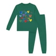 thumbnail image 1 of WEIYLL Ensembles de Tenues Décontractées pour Filles Tout-Petits Pyjamas à Manches Longues Imprimés Hauts et Pantalons Vert Foncé Rentrée Automne Taille 5-6, 1 of 2