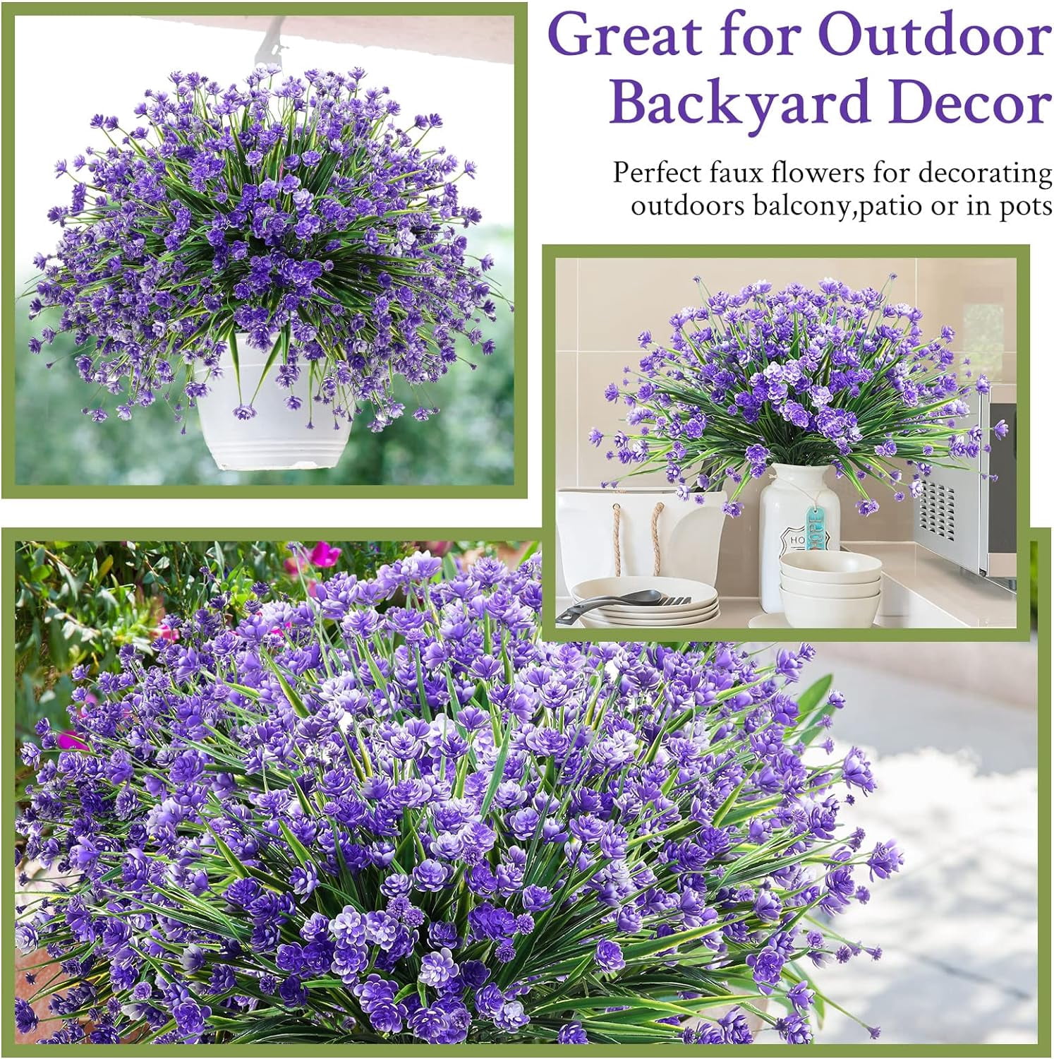 40 Bundles Outdoor Artificial Flowers UV Resistant Artificial Plants Bulk for Outside Faux Flowers Plastic Fake Plants Outdoors Summer Fall Decoration Shrubs Garden Porch Window Box Decor (Purple Red)