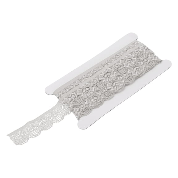 Lace Trim Vintage Crochet 0.98" x 5yards Light Grey Lace Ribbon for DIY Scrapbooking Clothes Fabric Wedding Decoration Gift Wrap