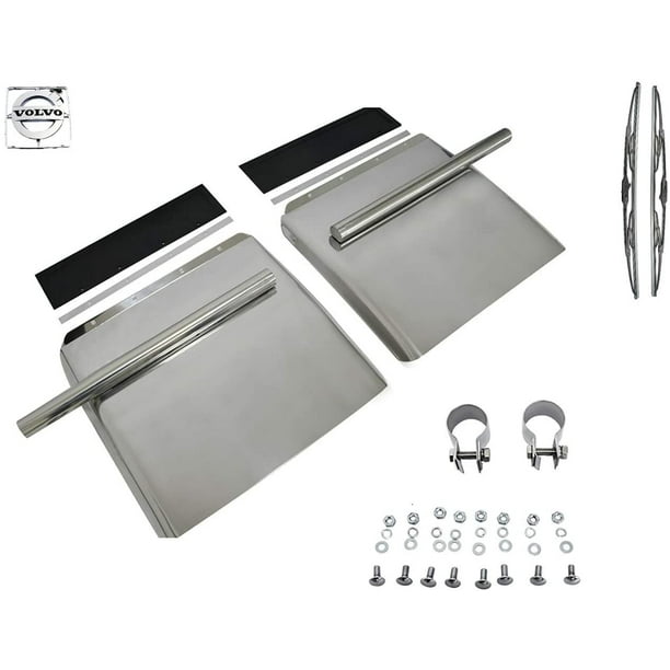 Quarter Fender Set 24" x 24" Stainless Steel for Volvo VNL Semi Truck