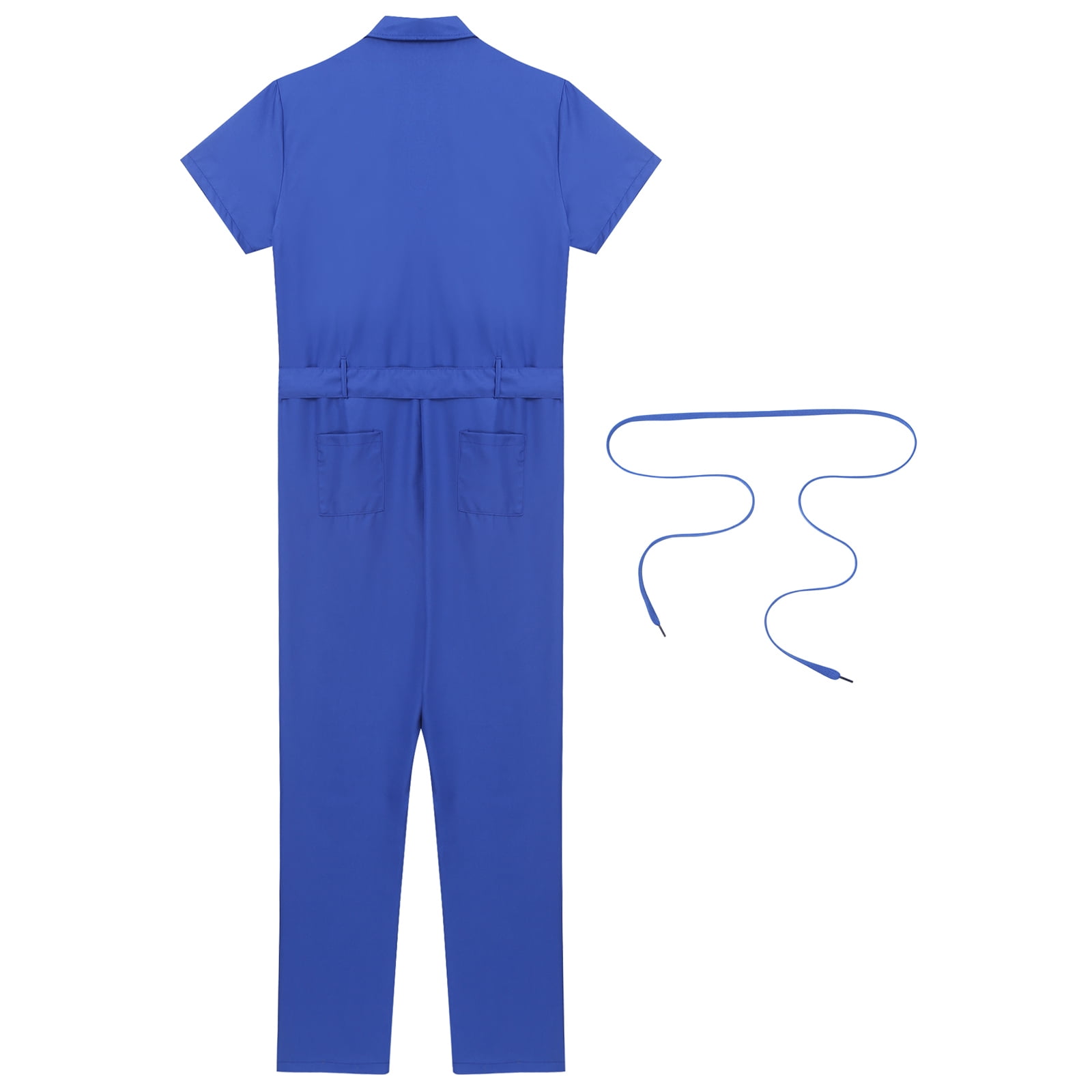 TiaoBug Men's Short Sleeve Coverall Turn-down Collar Zip-Front