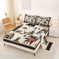 thumbnail image 2 of Castle Fairy Rustic Plaid Patchwork Wildlife Queen Sheets 4 Pieces,Cabin Bear Deer Pine Fire Paw Print Queen Sheet Sets,Brown Beige Cream,1 Fitted Sheet, 1 Flat Sheet and 2 Pillowcases, 2 of 6