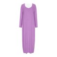 thumbnail image 4 of Fengactive Tshirt Dress for Women Fall Casual Scoop Neck Long Sleeve Loose Fit Plain Long Maxi Tee Shirt Dresses, 4 of 6
