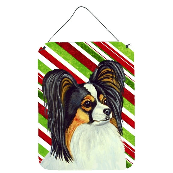 Carolines Treasures LH9255DS1216 Papillon Candy Cane Holiday Christmas Wall or Door Hanging Prints 12WX16H multicolor