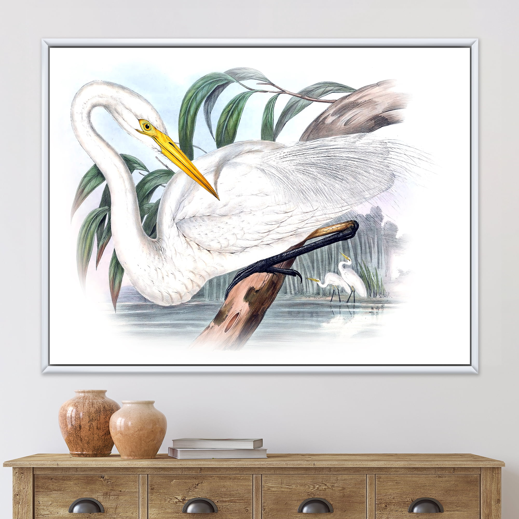 Designart 'Ancient Australian Birds IV' Traditional Framed Canvas Wall Art Print