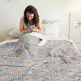 thumbnail image 3 of Princess and Flower Gray Pattern Soft Sherpa Fleece Throw Blanket, Warm Cozy Plush Blanket for Sofa Bed Couch, All Season, 60"x80", 3 of 5