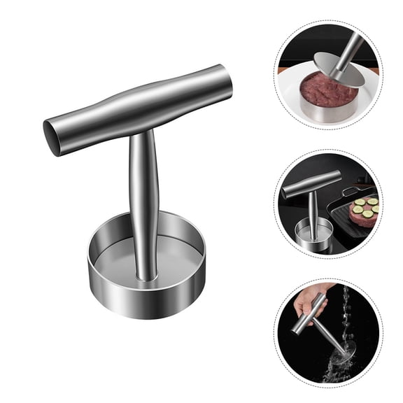 LEORX Kitchen Grill Meat Press Stainless Steel Burger Smasher with Stable Handle and Compact Design