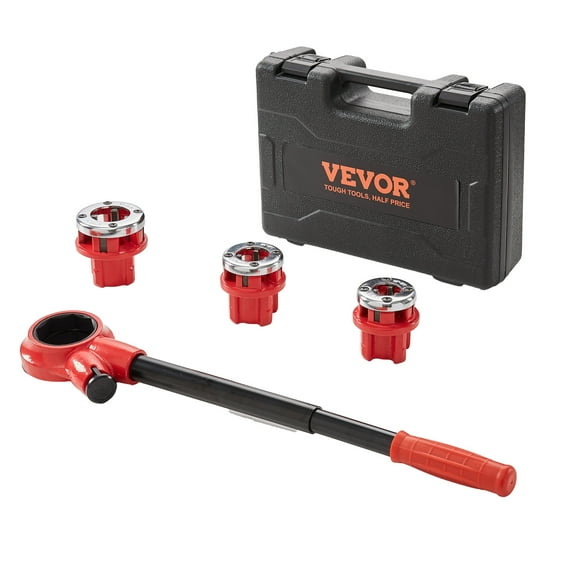 VEVOR Ratchet Pipe Threader Kit, 1/2" NPT, 3/4" NPT, 1" NPT Manual Ratcheting Pipe Threader, Portable Pipe Threading Tool Set with 3PCS NPT Dies