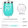 thumbnail image 6 of Mom Juice Wine Tumbler Mom Birthday Gifts for Mom New Mom Mothers to be Wife Women Her, Mother''s Day Gifts from Daughter Son Kids, 12 Oz Insulated Stainless Steel Wine Tumbler with Lid, Mint, 6 of 6
