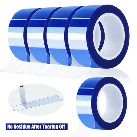 4 Rolls Blue Heat Tape, 16m High Temperature Heat Resistant Tape Heat Transfer Tape for Heat Sublimation Press Vinyl, No Residue