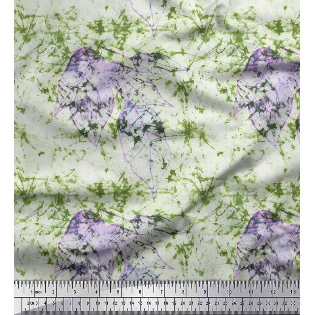 Soimoi Rayon Fabric Leaves & Texture Printed Craft Fabric by the Yard 42 Inch Wide