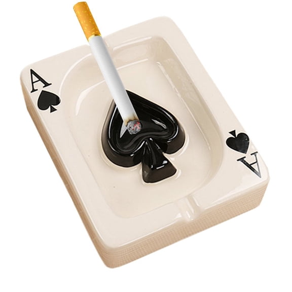 Creative Poker Ceramic Cigarette Ashtray Tabletop Portable Modern Ashtrays Cigar Ashtray for Outdoor Indoor Desktop Smoking AshTray for Home office Fashion Decoration