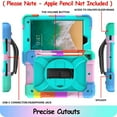 thumbnail image 4 of LTROP iPad 6th Generation Case,iPad 5th Generation Case,iPad 9.7 Case,iPad Air 2 Case for Kids,Shockproof Case with Pencil Holder/360 Rotating Stand/Hand Strap for iPad 2018/2017 9.7 inch, Aqua Teal, 4 of 9