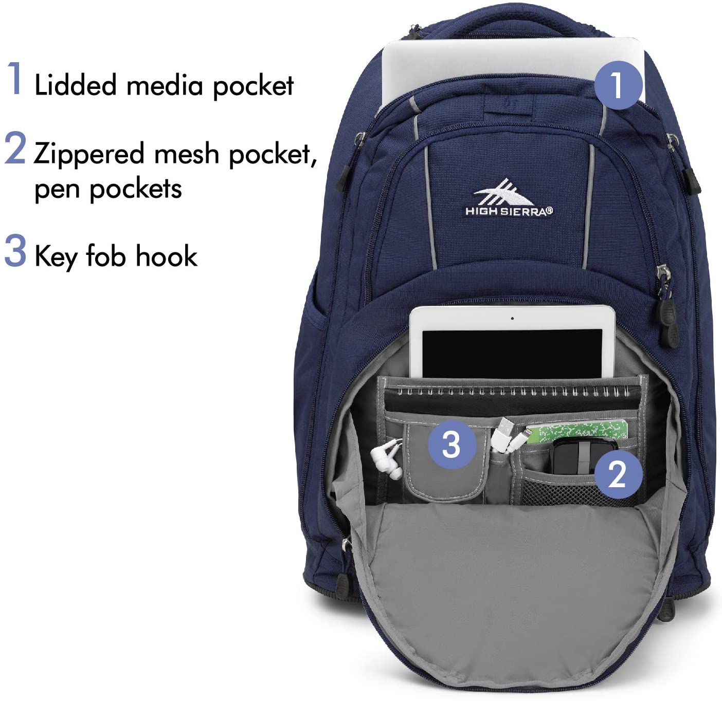 high sierra freewheel wheeled laptop backpack