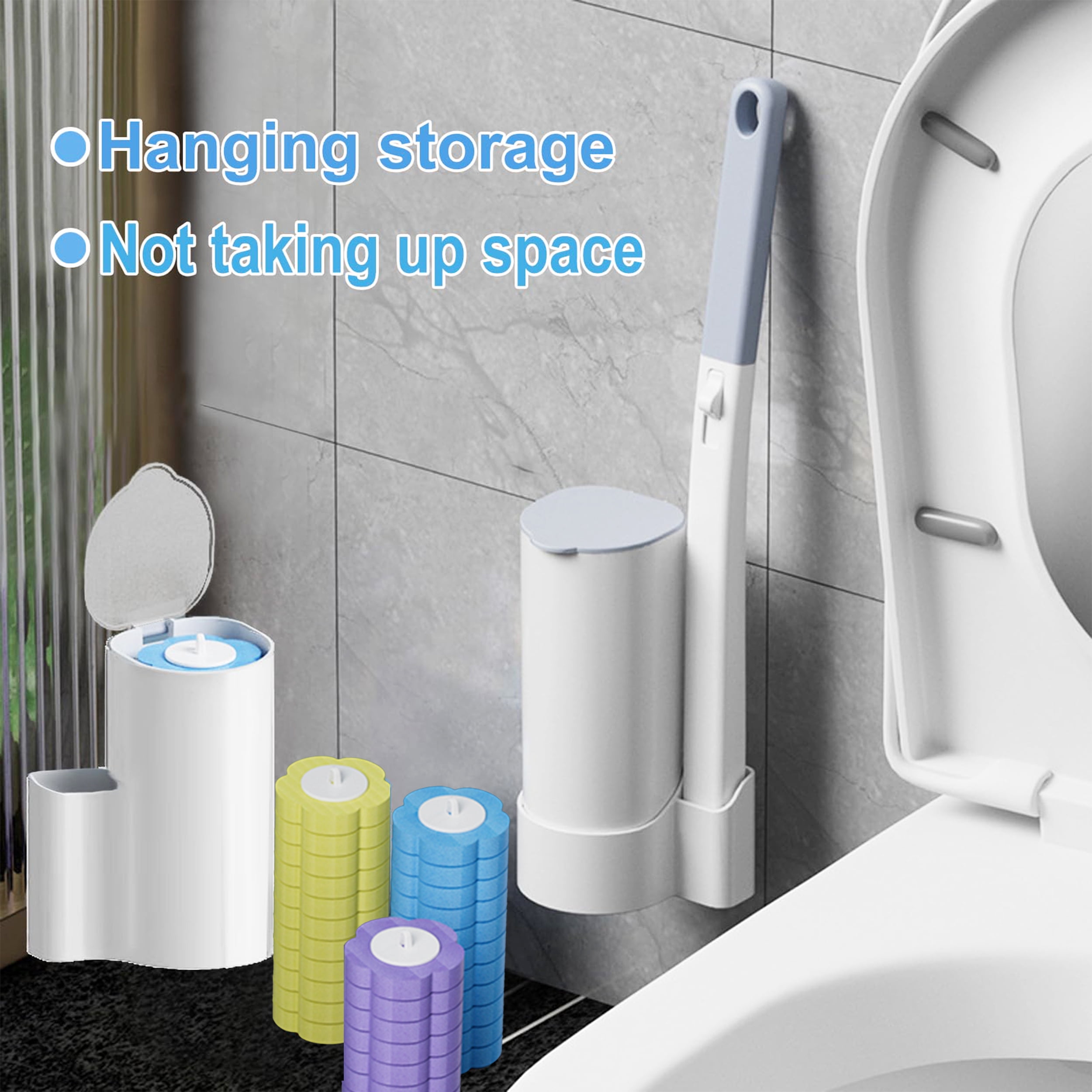 Greenpod 2 Pack Disposable Toilet Brush and Holder Set,Extended Handle with 18 Cleaner Refills Toilet Brush for Toilet Bowl Cleaners,Bathroom Cleaning, Bathtub