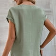 thumbnail image 6 of Women T Shirt Hollow Out Round Neck Plain Casual Comfortable Short Sleeve Top for Home Daily Leisure Pea Green M, 6 of 8