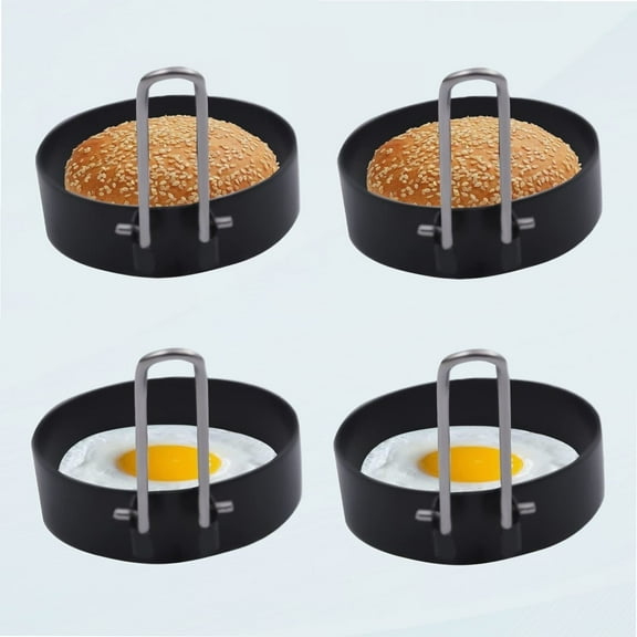 4 Pack Round Egg Rings, 3" Non-stick Stainless Steel Egg Cooker Rings for Breakfast Sandwiches and Burgers