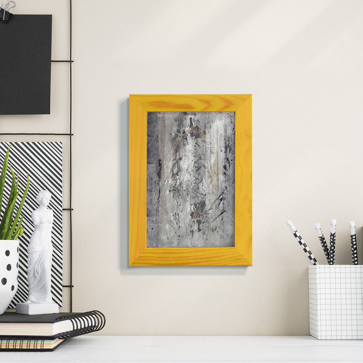 Ancient Marks II - Framed Print w/glass - Sunflower Yellow