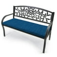thumbnail image 3 of Jordan Manufacturing 48" x 18" Harlow Lapis Blue Crosshatch Rectangular Outdoor Settee Swing Bench Cushion with Ties, 3 of 12