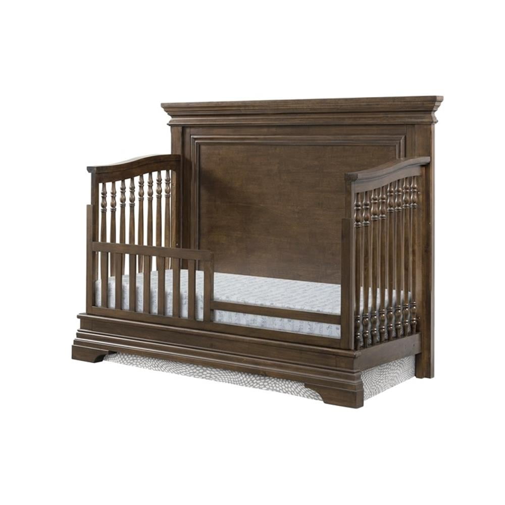 Pemberly Row Traditional Wood Toddler Guard Rail in Rosewood Brown