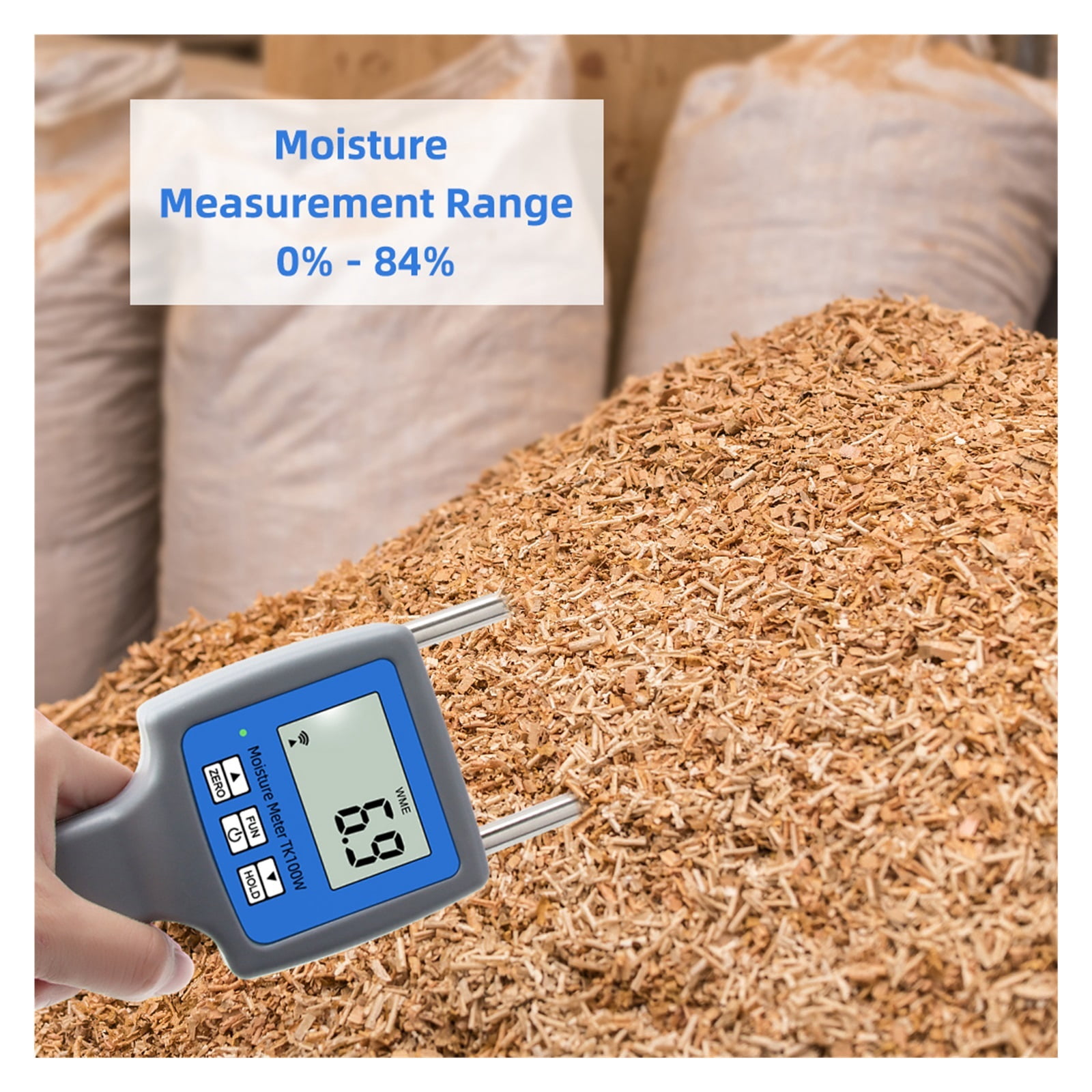 TK100W Hygrometers Wood Sawdust Powder Hay Bale Peat Moisture Meter Hygrometer Humidity ,Wide Applications