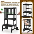 thumbnail image 3 of Toddler Standing Tower - Adjustable Height Toddler Kitchen Stool Helper - Kids Kitchen Step Stool for Learning with Removable Safety Railing Black, 3 of 16