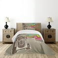 thumbnail image 4 of Ambesonne Retro Quilted Bedspread Set 2 Pcs, Radio Party with Zig Zag, Twin Size, Pale Grey and White, 4 of 5