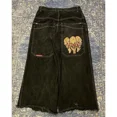 thumbnail image 3 of Pantalones vaqueros holgados con bordado de calavera Retro Para hombre y mujer, pantalones góticos de cintura alta, Y2K, Harajuku, 2024, 3 of 3