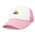 thumbnail image 2 of Dalix Rainbow Embroidered Two Tone Trucker Hat in Light Pink White, 2 of 3