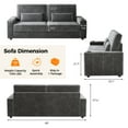 thumbnail image 2 of 87”Large Loveseat Sofa, 3 Seater Couch with Storage, Velvet Fabric Deep Seat Sofa with Pillow& Cup Holders, Modern Comfy Sofa with USB& Type-C Ports, Home Sofa Couch for Living Room Bedroom, 2 of 8