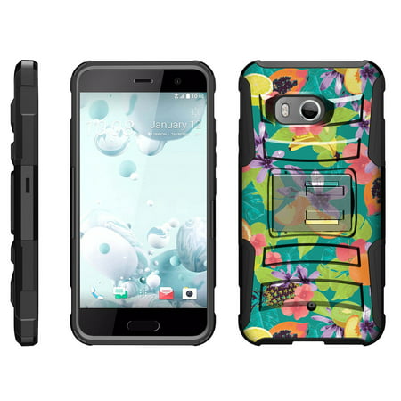 TurtleArmor ® | For HTC U11 | HTC Ocean [Hyper Shock] Hybrid Dual Layer Armor Holster Belt Clip Case Kickstand - Fruits and