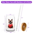 thumbnail image 5 of Happy Valentine's Day Siamese Brings Love Heart 16oz Glass Cup Mug Cat Lover Kitten Owner Gifts Glass Can with Bamboo Lid and Straw - 02028, 5 of 5
