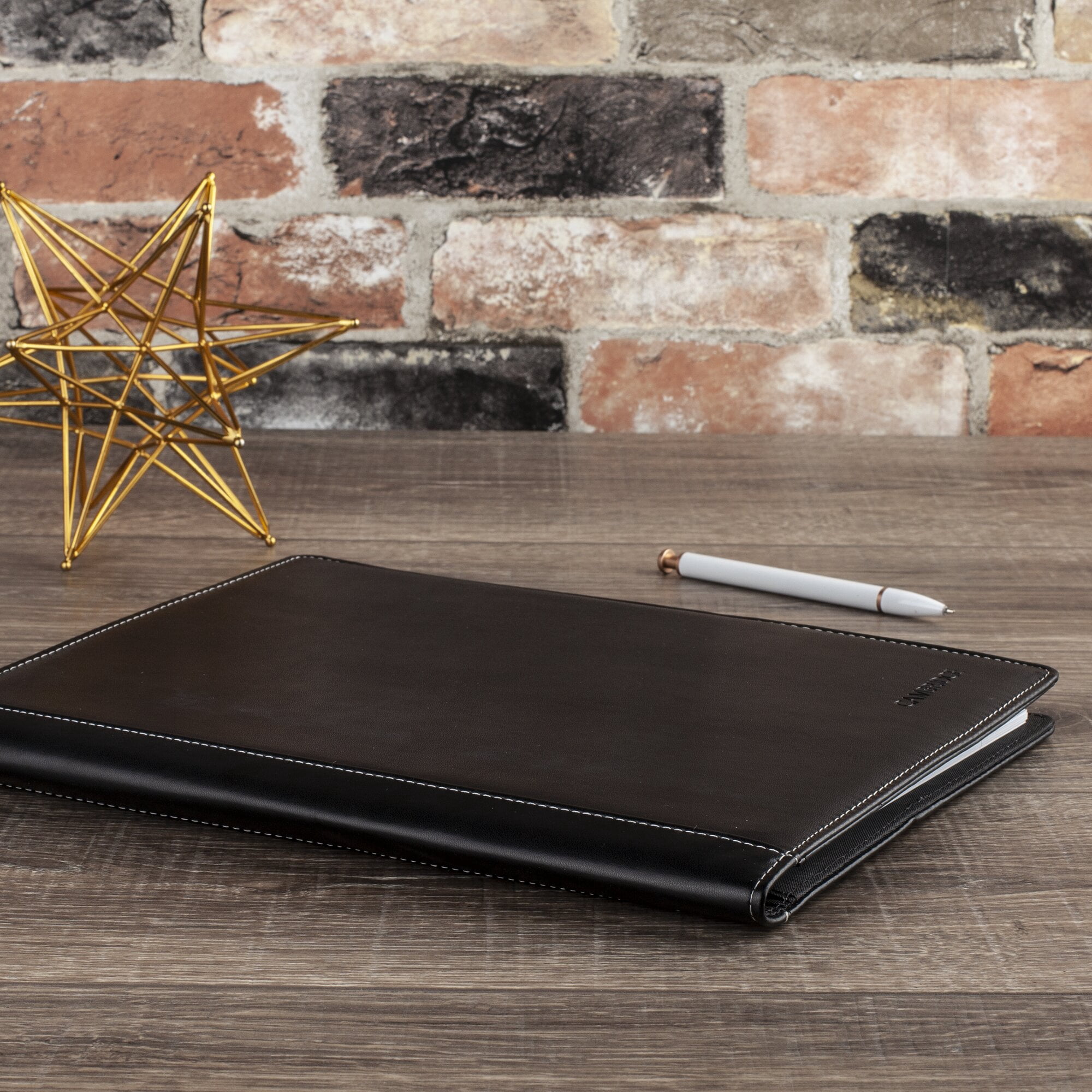Cambridge Limited Faux Leather Notetaker, Refillable Notebook, 8.5" x 11", 50 Sheets, Black