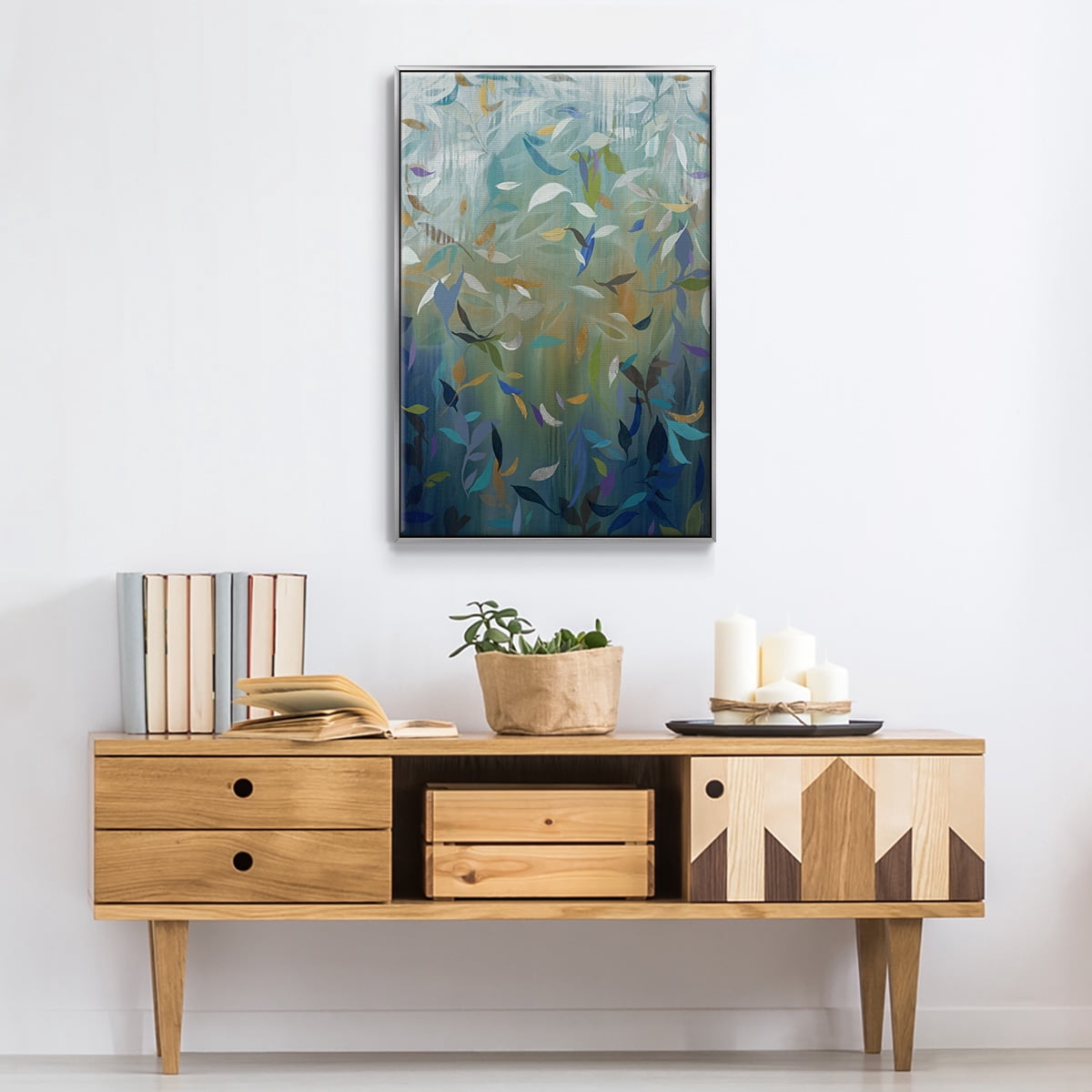 Falling Leaves Framed Premium Gallery Wrapped Canvas - Ready to Hang