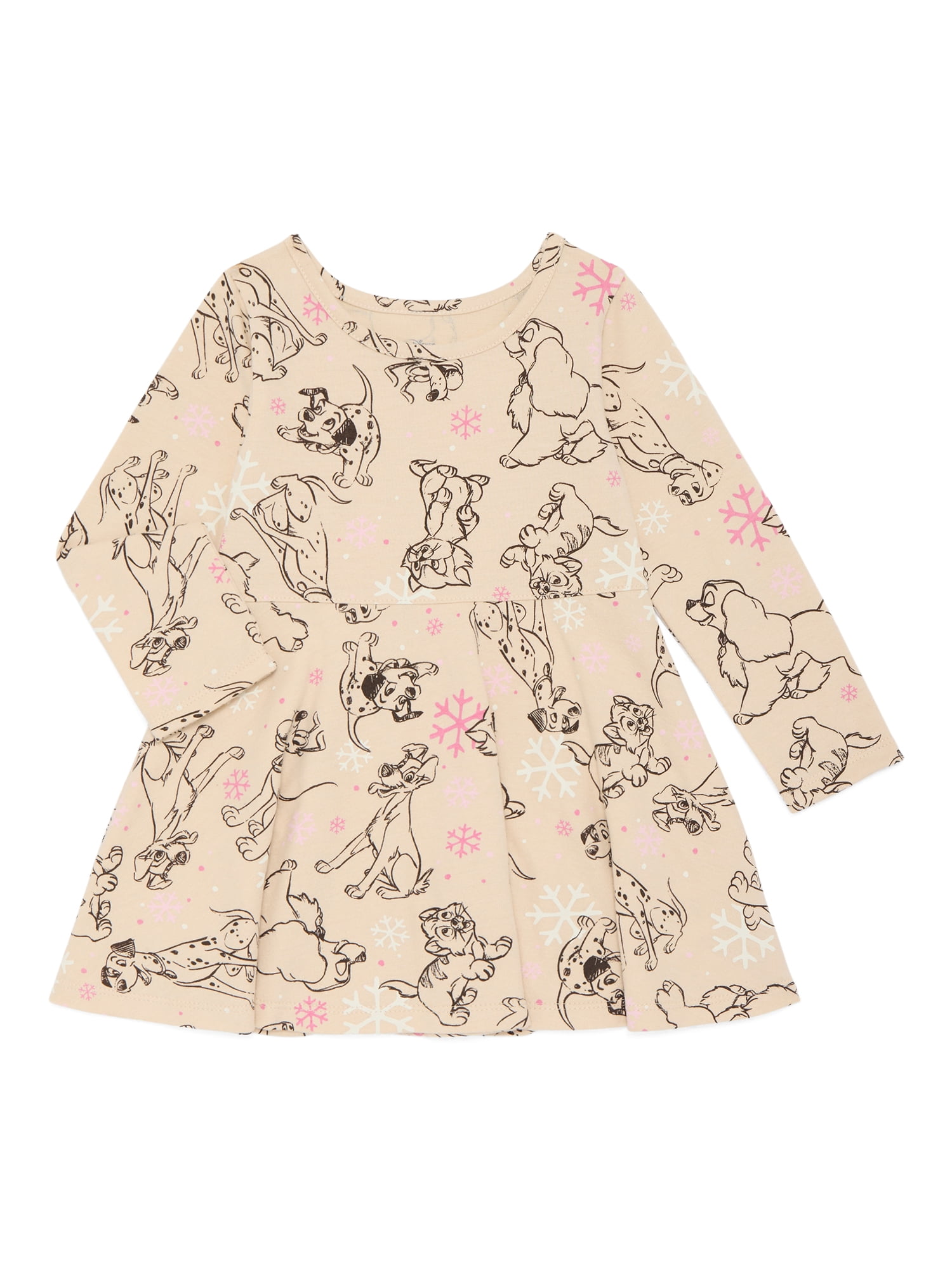 Disney Classics Toddler Girls Long Sleeve All Over Print Dress, Sizes 12M-5T