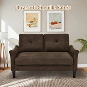 Aukfa 56 Small Sofa Couch Comfy Loveseat Sofa Mid Century Modern Sofa for Living Room Bedroom, Gray Brown