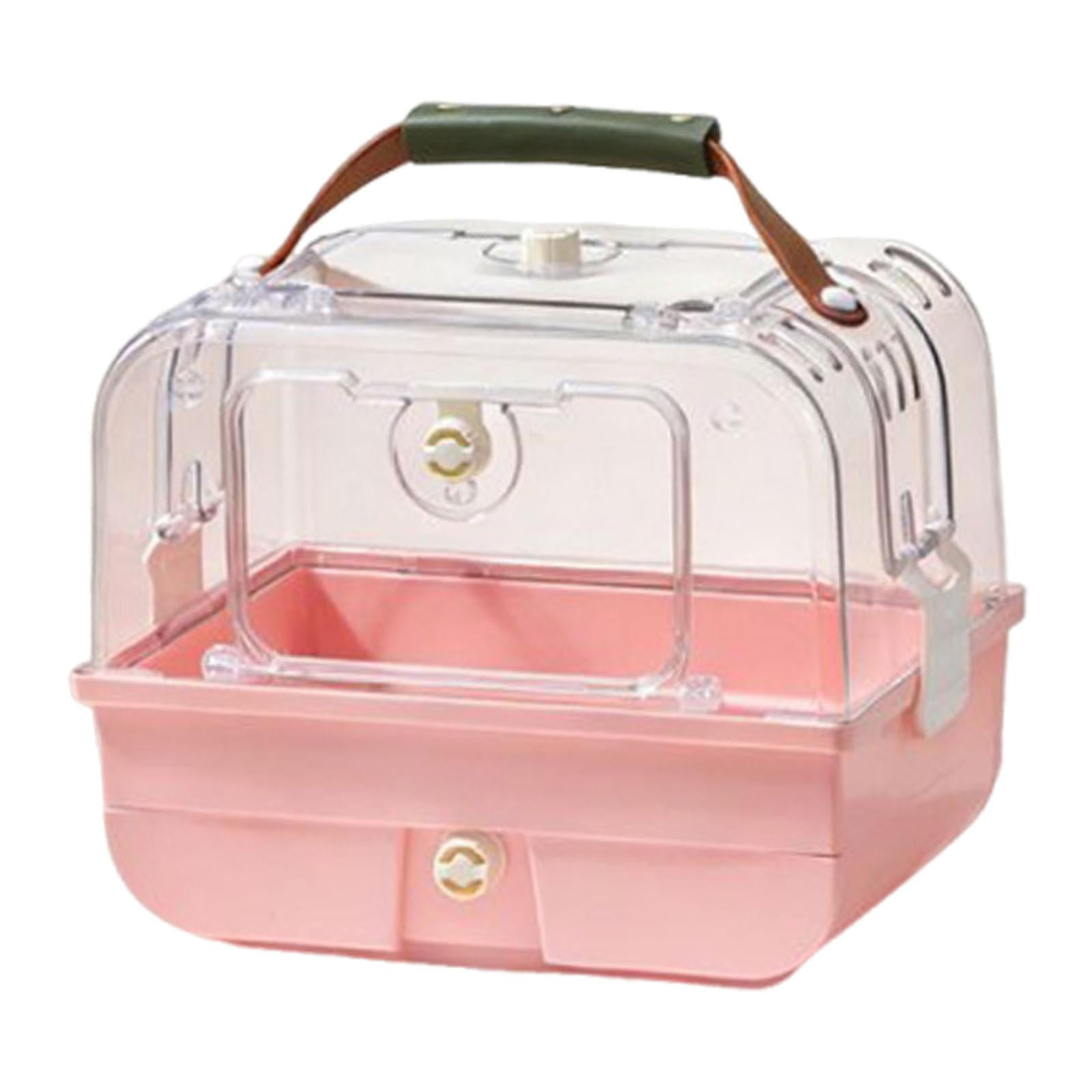YWMJZEU Bird Transport Box, Parrot Cage, Lightweight, Portable, with Carrying Handle for Pink