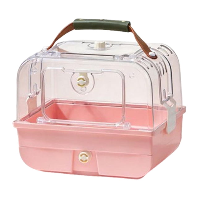 Transportín de viaje para pájaros con asa para uso exterior, ideal para periquitos, cotorras y cacatúas. Rosa
