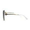 thumbnail image 4 of Floral Rhinestone Jewel Pin Hinge Metal Arms Square Luxury Diva Sunglasses White Brown, 4 of 4