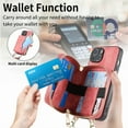thumbnail image 4 of SaniMore for iPhone 14 (6.1 inch 2022) Case,Wear-resistant PU Leather Skin + Zipper Purse Card Slots Removeable Crossbody Lanyard Stand Shell Shockproof Anti-scratch Drop-resistant For iPhone 14, Pink, 4 of 11