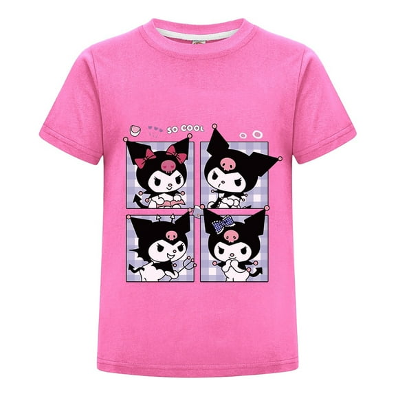 Kids Cartoon T-Shirt - Cute Kuromi Print Short Sleeve Tee for Girls & Boys - Soft Cotton Casual Summer Top