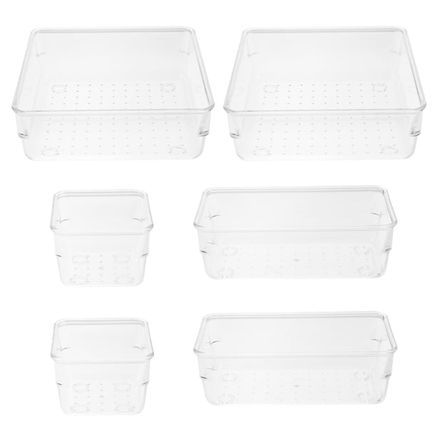 6 organizadores de productos de belleza apilables de plástico para tocador y cajón de escritorio