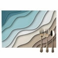 thumbnail image 2 of Abstract Beach Coastal Placemats Set of 4, Ombre Teal Brown Geometric Table Mats Washable Heat-Resistant Non-Slip Place Mats for Kitchen Dinner Table Indoor Outdoor Decor,13x19 Inch, 2 of 9