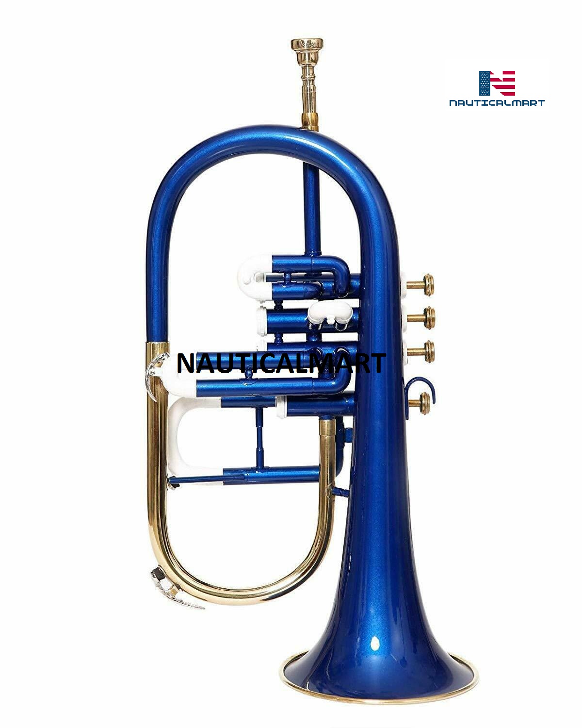 NauticalMart Brass Bb Flat 4 Valve Flugel Horn + Free Hard Case + Mouthipice - image 5 of 7