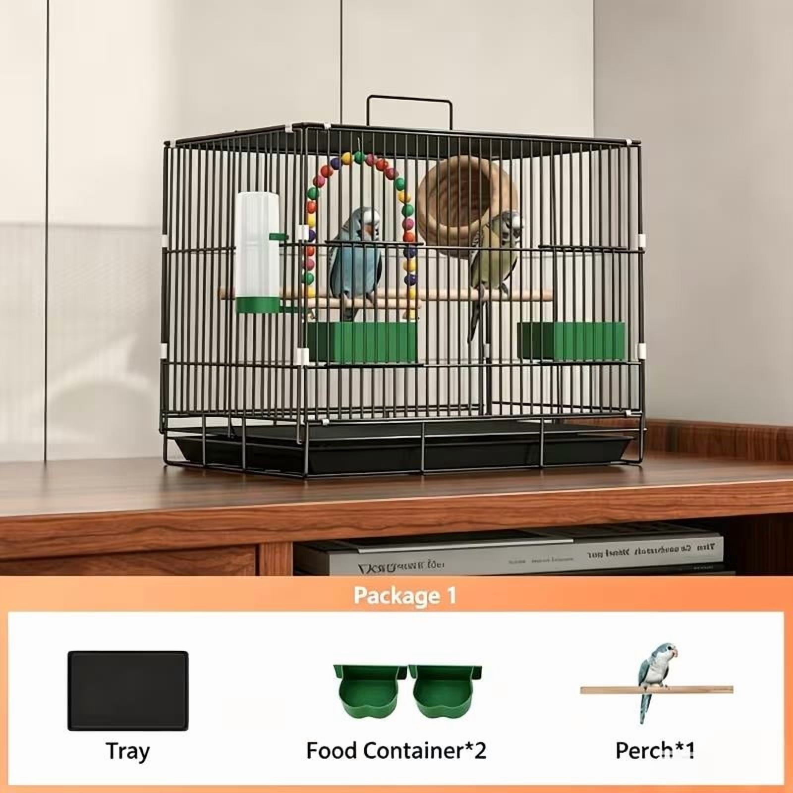 Folding Metal Bird Cage for Small Parrots and Pet Birds