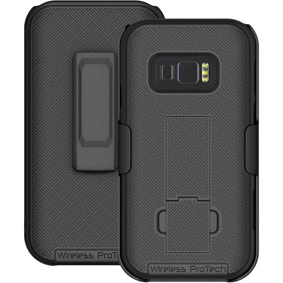 Wireless ProTech Case with Clip Compatible with Samsung Galaxy XCover FieldPro Phone Model SM-G889 Heavy Duty Rotating Belt Clip Holster and Durable Slim Protective Case Combo with Kickstand (Black)