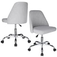 thumbnail image 1 of Mid Back Armless Office Task Chair, Modern Adjustable Swivel Computer Desk Chair, Linen Fabric Soft Cushion Makeup Chair for Meeting Bedroom Studying Vanity Room, 1 of 8